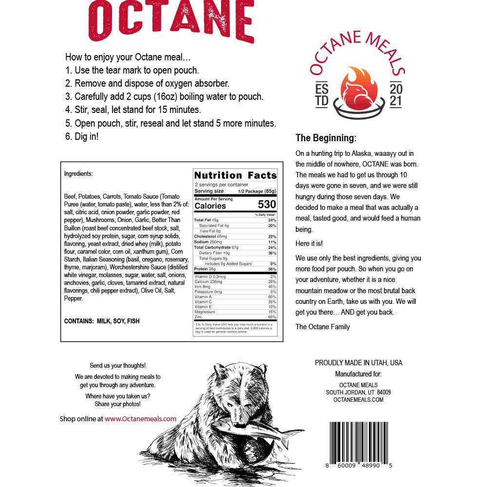 Octane Meals Beef Stew Nutrition information