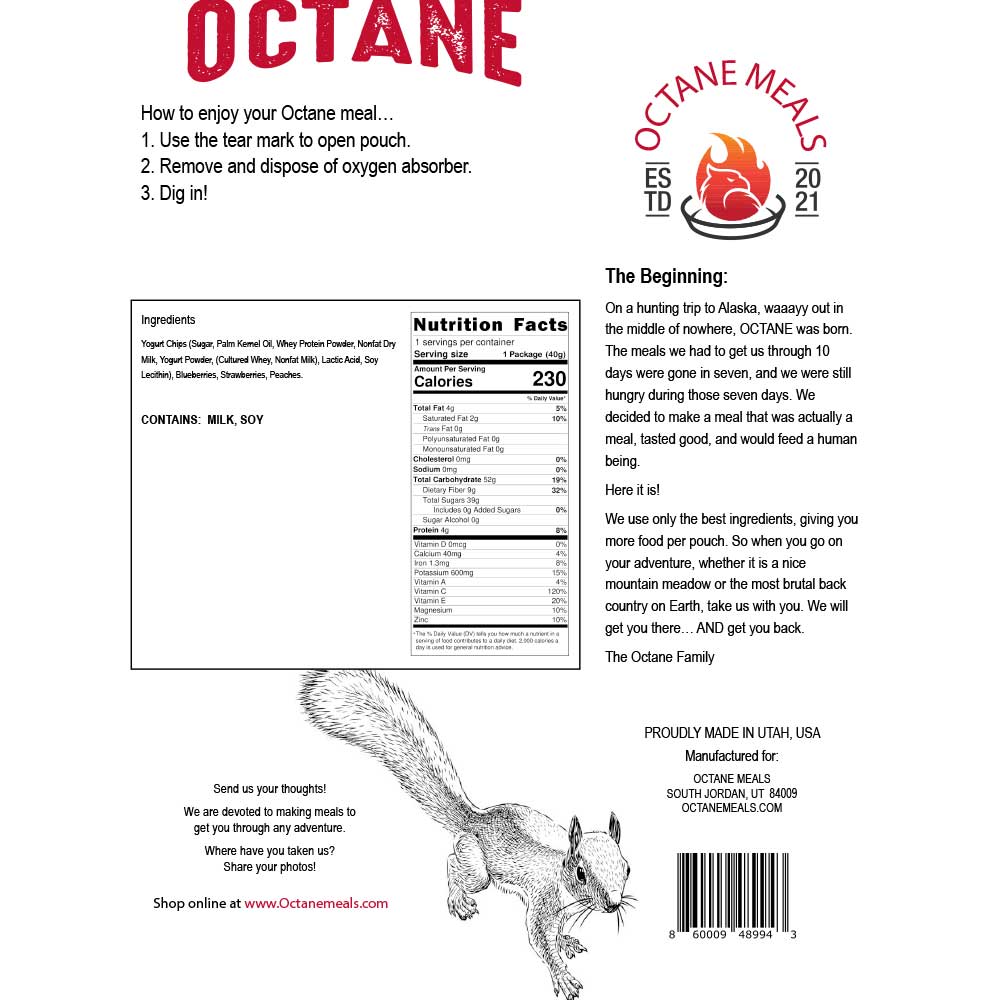 Octane meals Refreshing Fruit blend nutrition information